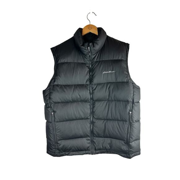 Eddie Bauer Black Goose Down Puffer Vest Full Zip Quilted EB650 Men's Size Large - Picture 8 of 8